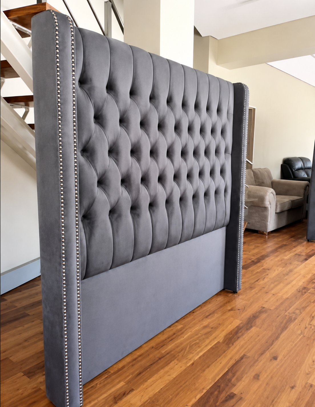 Luxury Tufted Winged Velvet Headboard